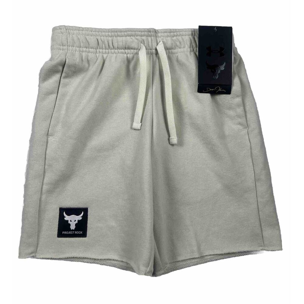 NEW Under Armour Boys Project Rock UA Sweat Shorts Size XS Youth $50 Beige